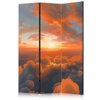 PARAVENT Akustik 3-tlg 135x172 cm Sonnenuntergang und Wolken - Multicolor, Holz/Textil (135/172/3cm) - Muralo