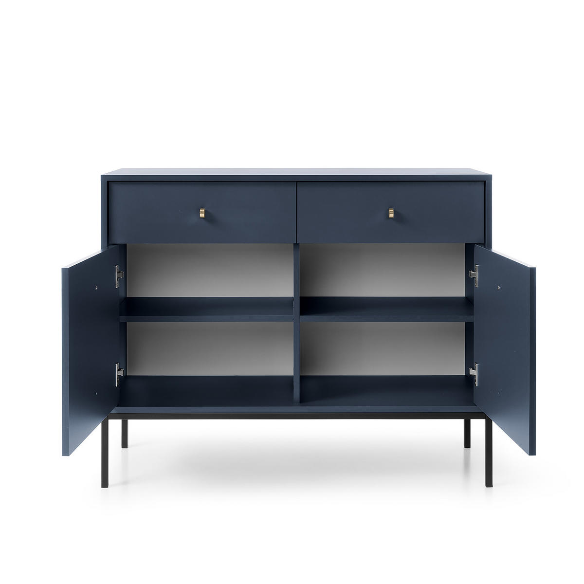 KOMMODE MONDO 104/83/39 cm mit 2 Schubladen 2 Türen Blau - Blau, Holzwerkstoff (104/83/39cm) - MASSENO