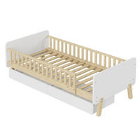 KINDERBETT 90x190 mit 2 Schubladen, Einzelbett aus Massivholz mit Lattenrost, weiß - Weiß, Holz (90/190cm)