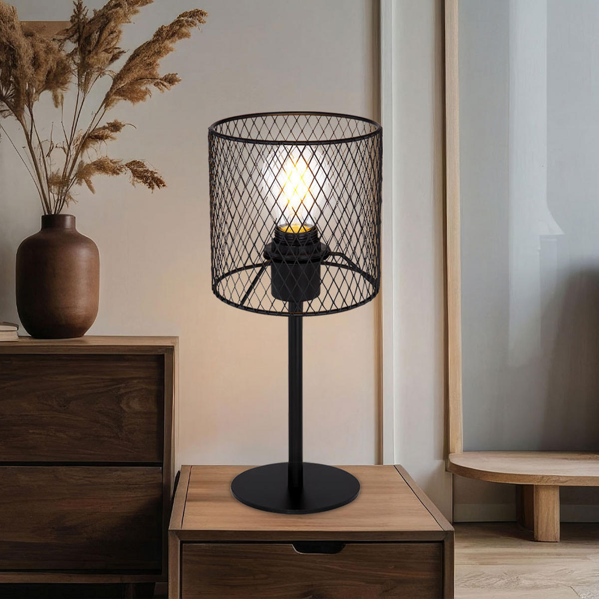 LED TISCHLEUCHTE Metall Schwarz - Schwarz, Metall (15/15/35cm) - Globo Lighting