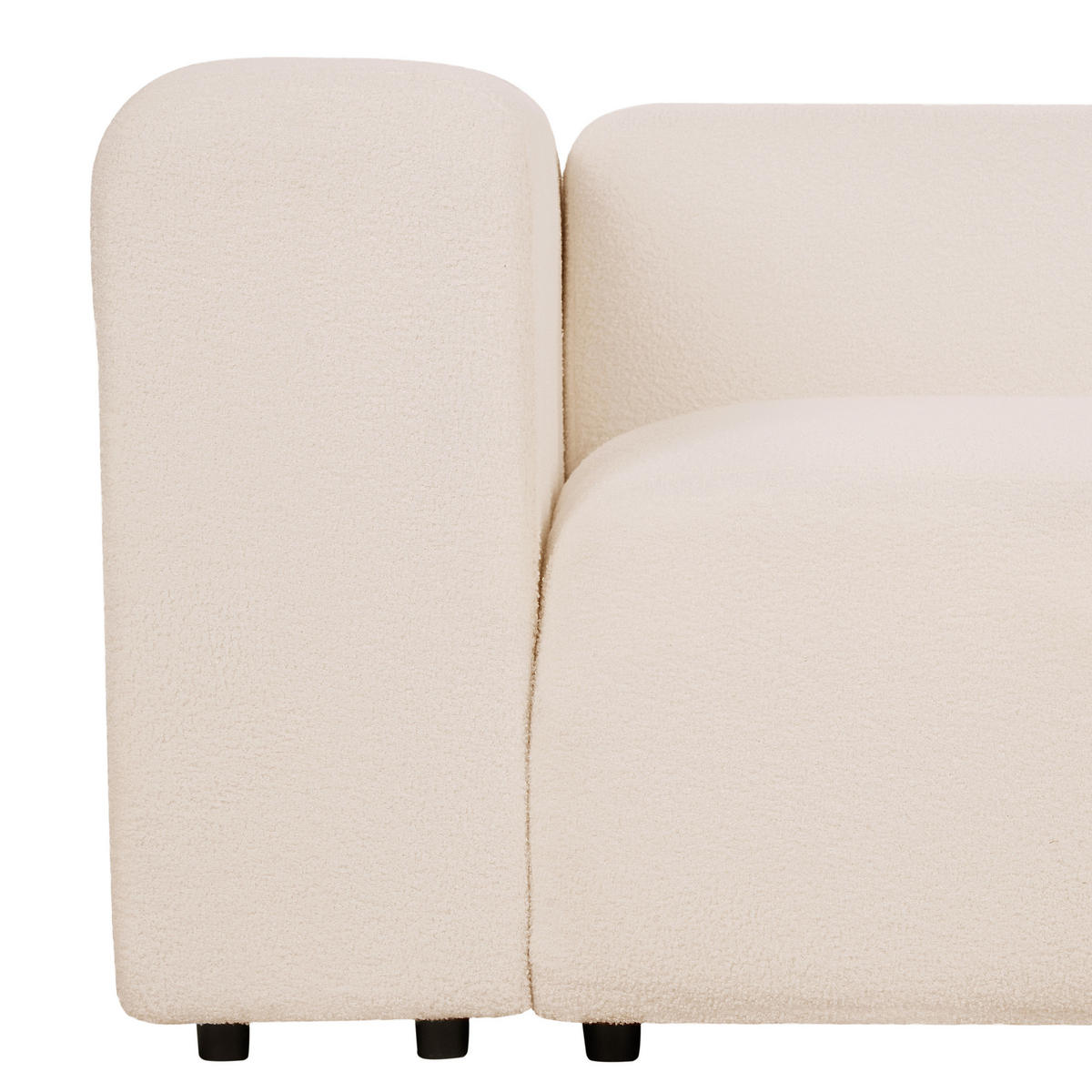 2-SITZER-SOFA Bouclé hellbeige mit Ottomane Falsterbo - Beige, Textil (204/70/105cm) - Beliani