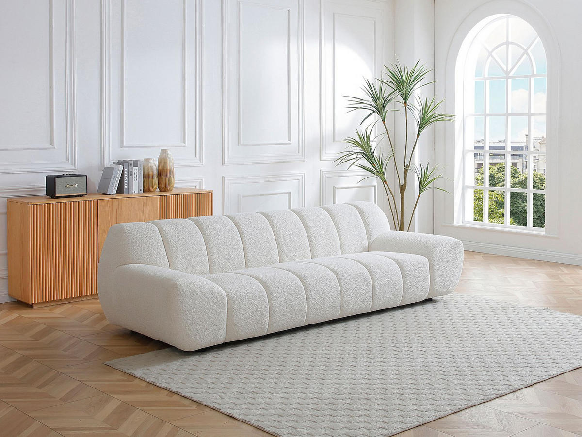 SOFA - 3 Personen - stoff - weiß Sorieli - Weiß, Textil (258/72/108cm) - Vente-Unique