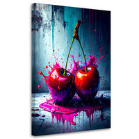 LEINWANDBILD Graffiti Kirschen Obst 80x120cm - Rot, Textil (80/120cm) - Feeby