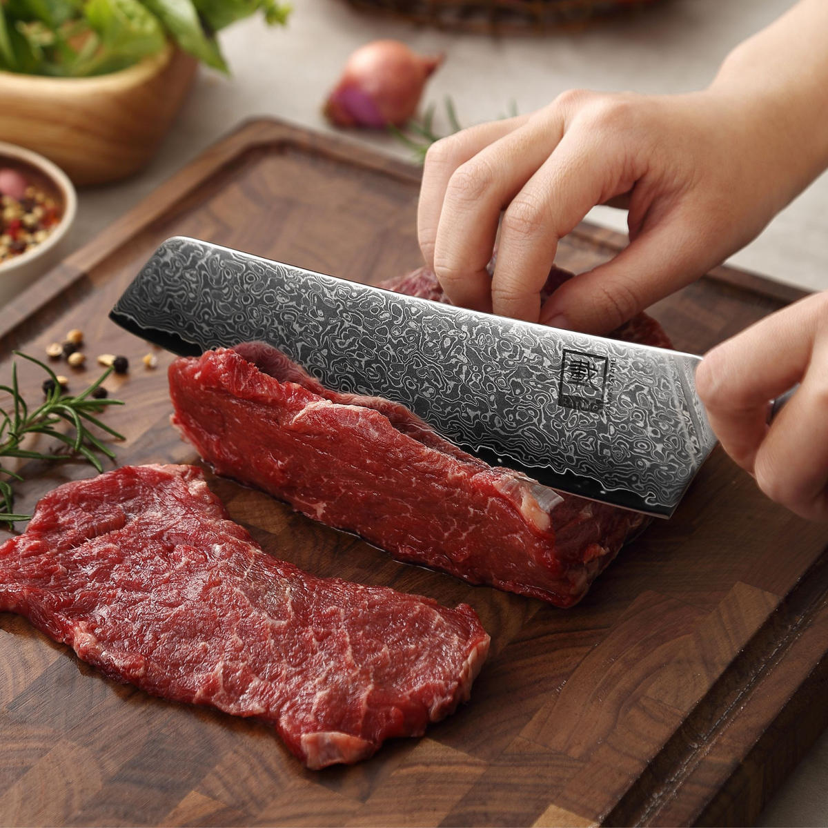 CHEFMESSER Daito Professional Series Damast - Ahornfarben, Holz/Metall (34cm) - Zayiko