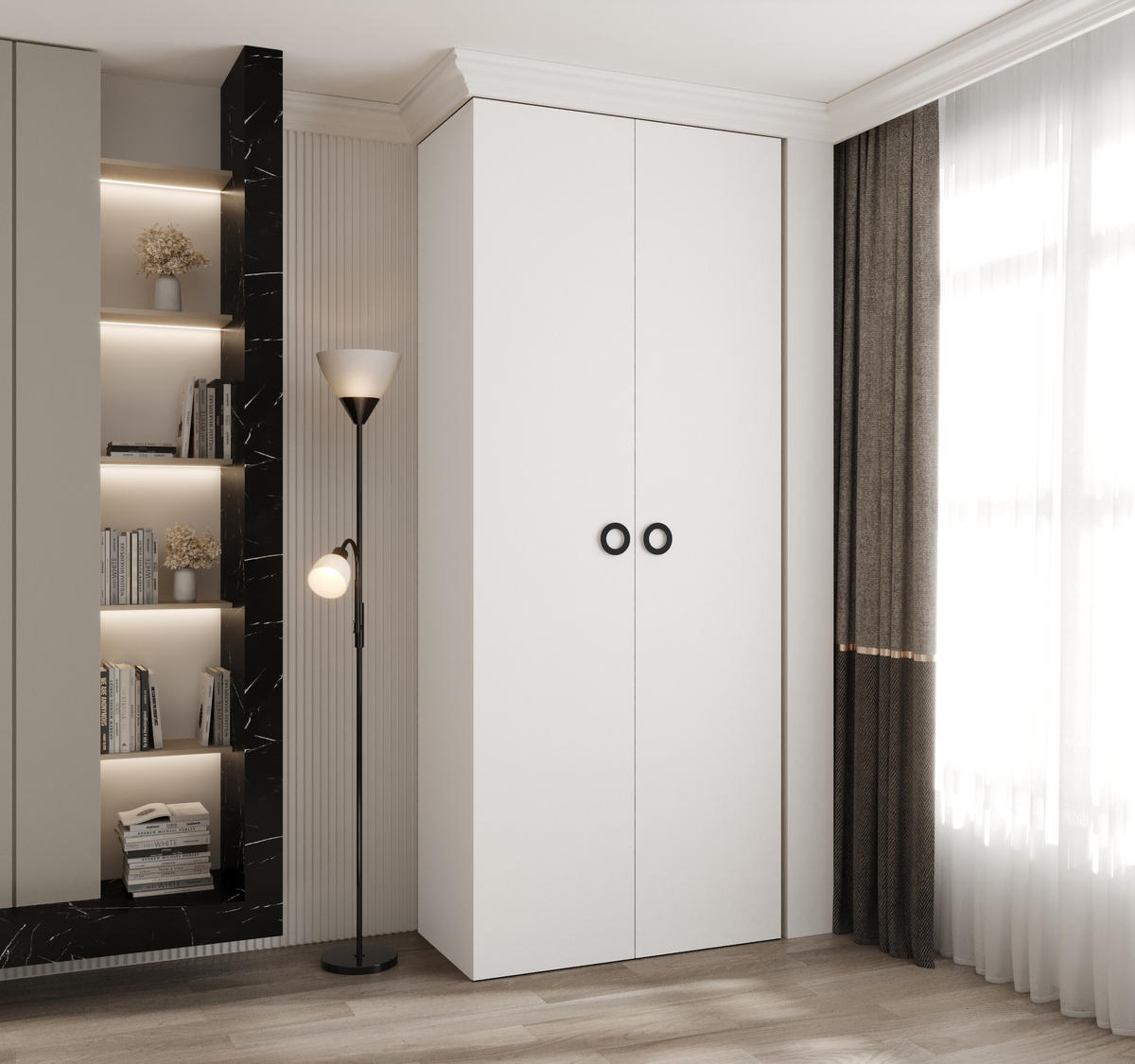 DREHTÜRENSCHRANK 245,5/100/40 2-türig - Schwarz/Weiß, Holz/Metall (100/245.5/40cm) - Abiks Möbel