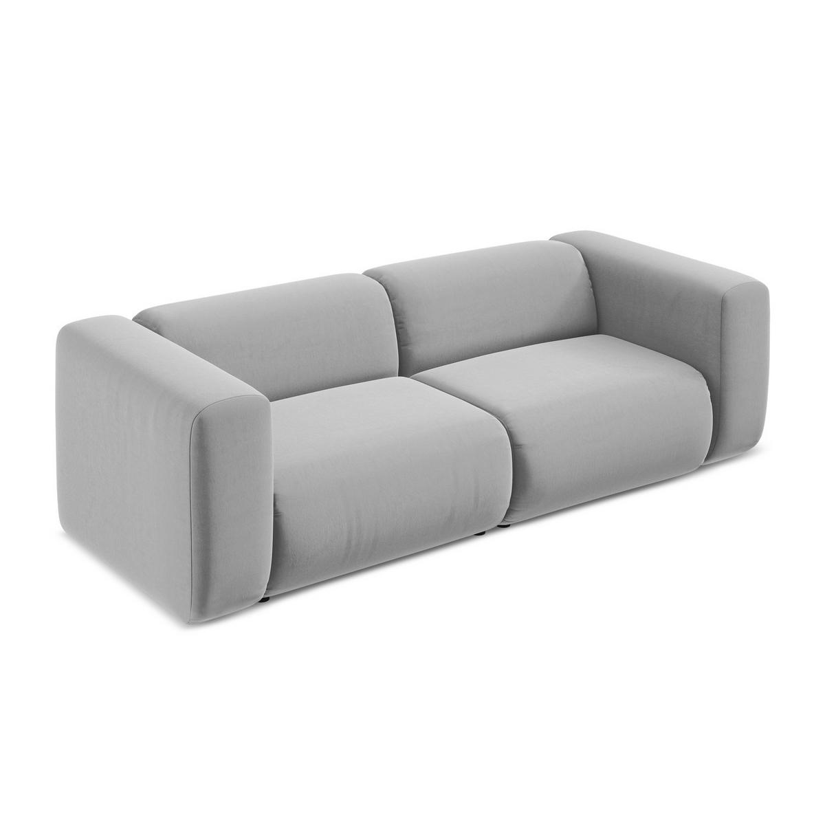 3-SITZER SOFA Samt Stoff Grau - Schwarz/Grau, Kunststoff/Textil (228/70/89cm) - LaMiaSofa