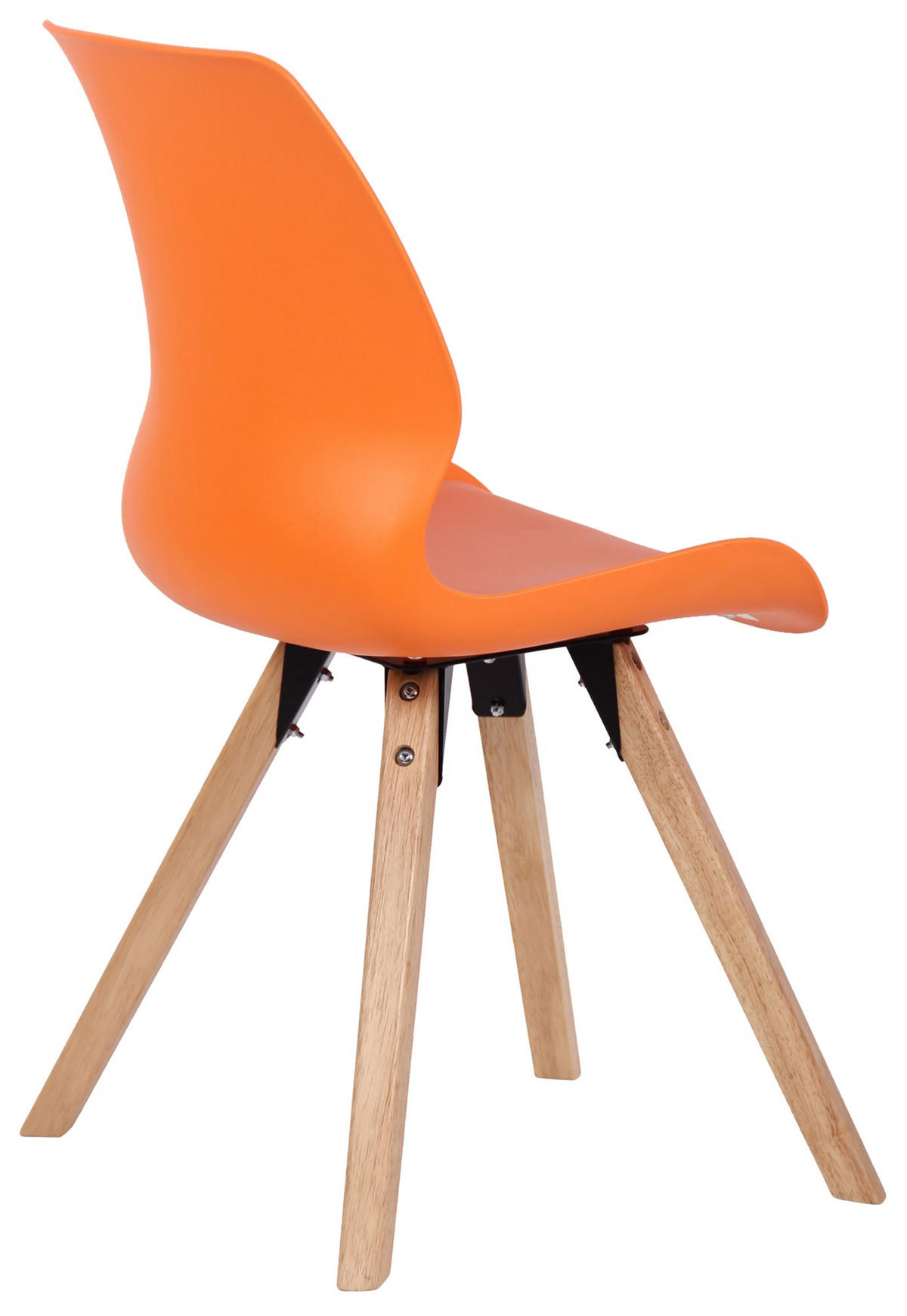 STUHL 2er Set Kunststoff orange - Eukalyptusholzfarben/Orange, Holz/Kunststoff (48/87/58cm) - CLP
