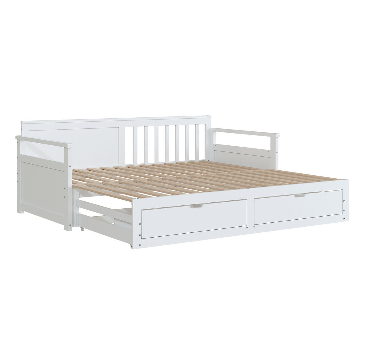 TAGESBETT aus Kiefernholz 90x190/180x190 cm Weiß mit Ausziehbett und Schubladen, platzsparend - Weiß, Holzwerkstoff (180/190cm) - Modfu