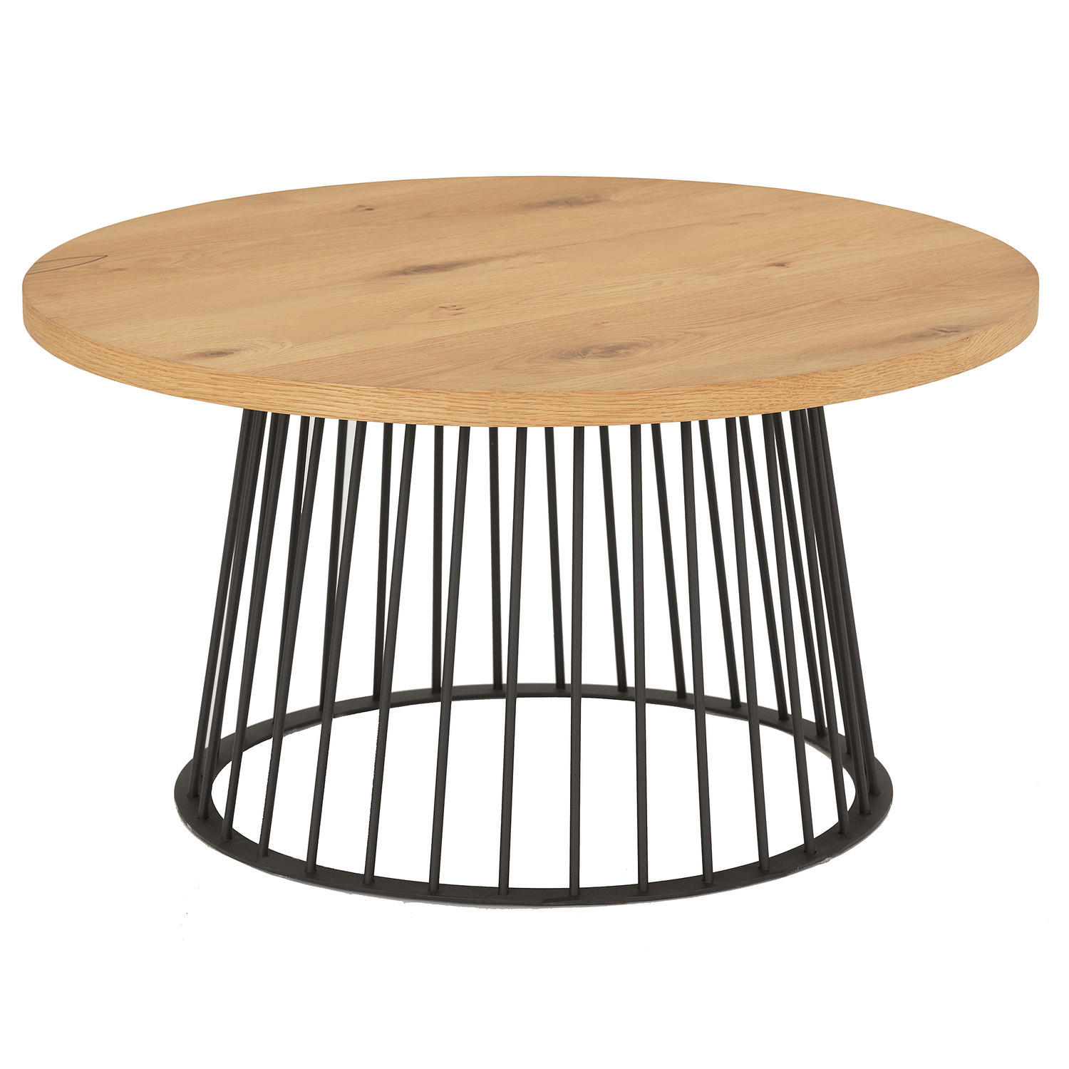 FURNIERTER COUCHTISCH - Eiche / Schwarz - Eichefarben, Holzwerkstoff/Metall (80/80/42cm) - home24