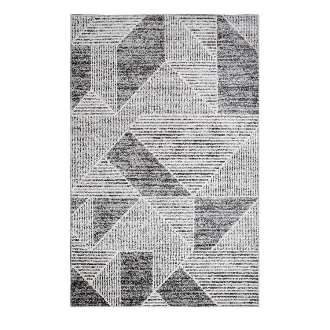 TEPPICH Harmonia geometrisches Design Dreieck Hoch-Tief-Effekt grau 120 x 170 cm - Creme/Grau, Kunststoff/Textil (120/170cm) - oKu-Tex