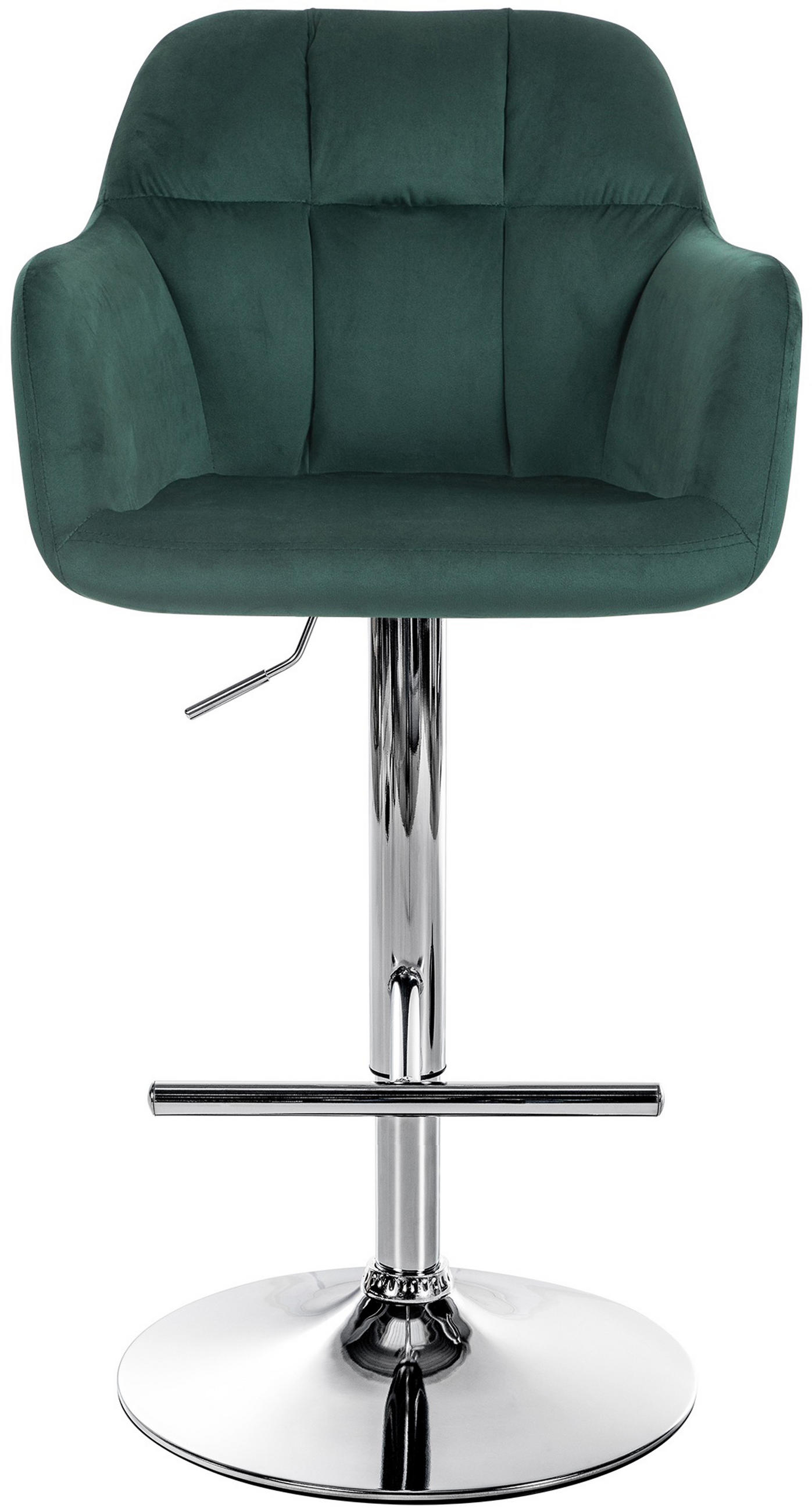 BARHOCKER Nardo Samt chrom grün - Chromfarben/Grün, Textil/Metall (57/118/59cm) - TPFLiving