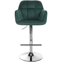 BARHOCKER Nardo Samt chrom grün - Chromfarben/Grün, Textil/Metall (57/118/59cm) - TPFLiving