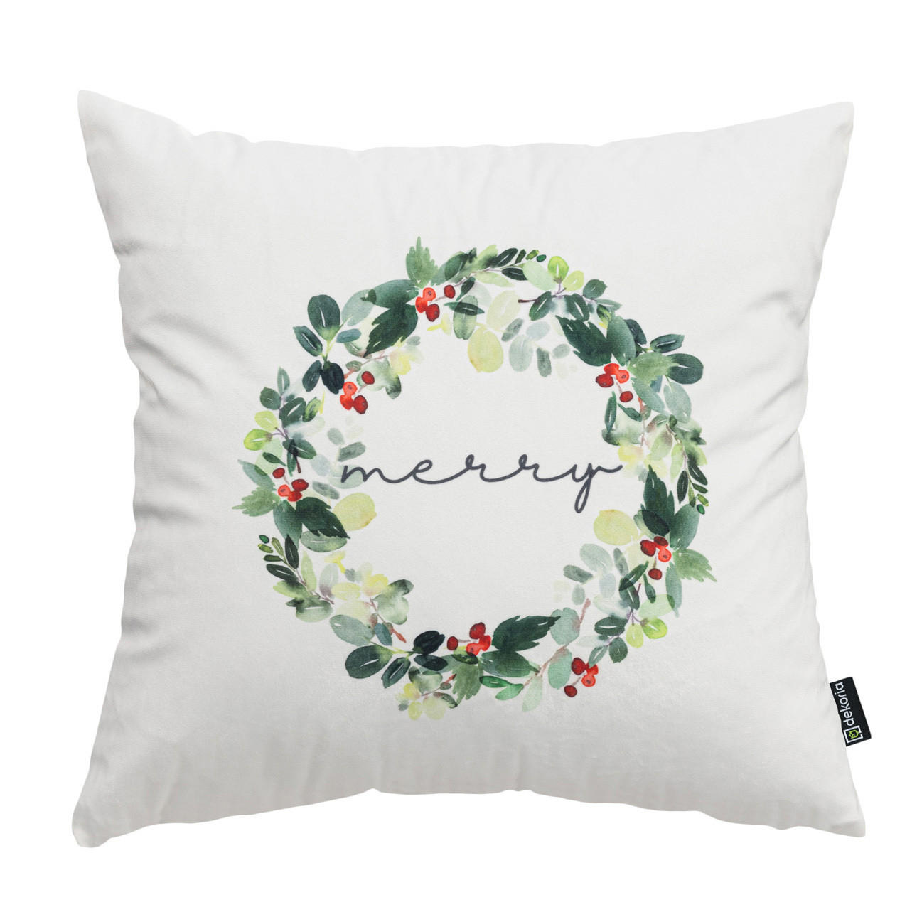 KISSENHÜLLE Merry Wreath 43x43 cm - Weiß, Textil (43/1cm) - Dekoria