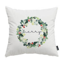 KISSENHÜLLE Merry Wreath 43x43 cm - Weiß, Textil (43/1cm) - Dekoria