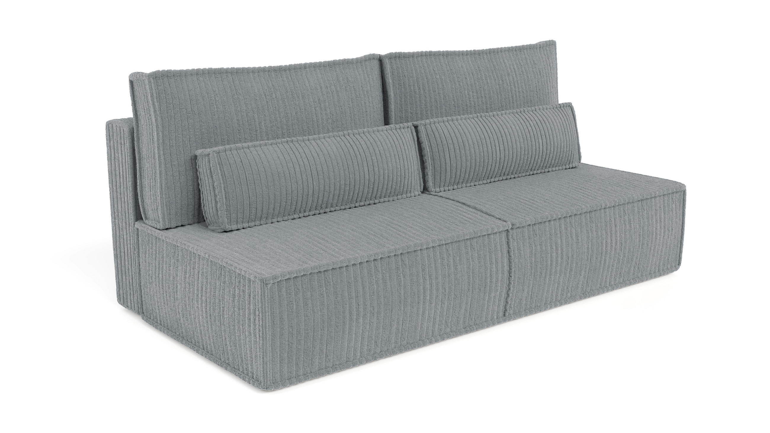 BETTSOFA LINO Grau Kordstoff mit Schlaffunktion - Grau, Textil (97/87/198cm) - MASSENO