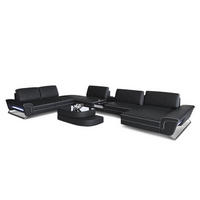WOHNLANDSCHAFT Bari XXL - Schwarz/Weiß, Leder (456/89/329cm) - Sofa Dreams