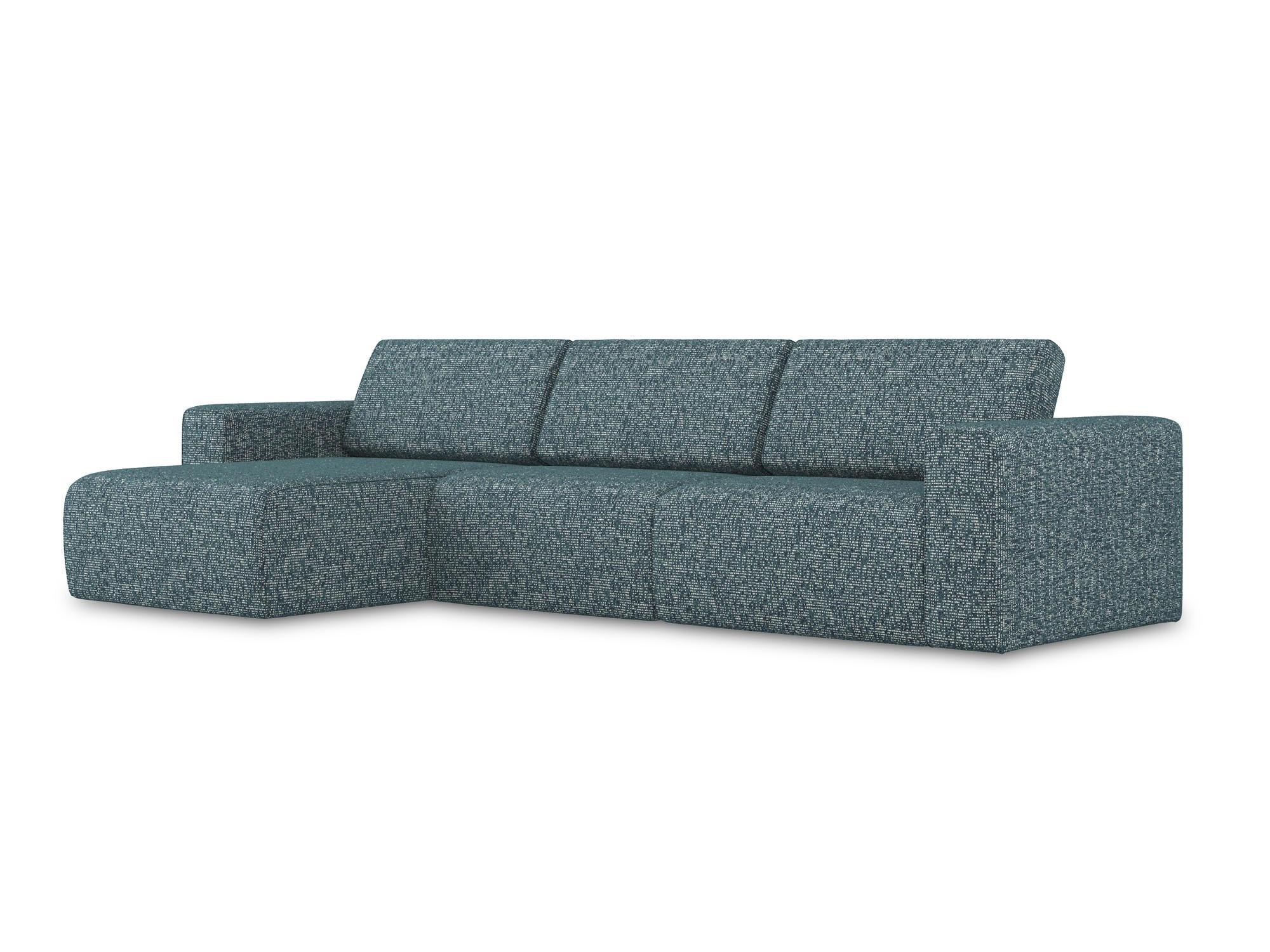 ECKSOFA Links Strukturstoff Stoff Blau - Blau/Blaugrau, Kunststoff/Textil (167/314cm) - Makamii