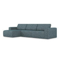 ECKSOFA Links Strukturstoff Stoff Blau - Blau/Blaugrau, Kunststoff/Textil (167/314cm) - Makamii