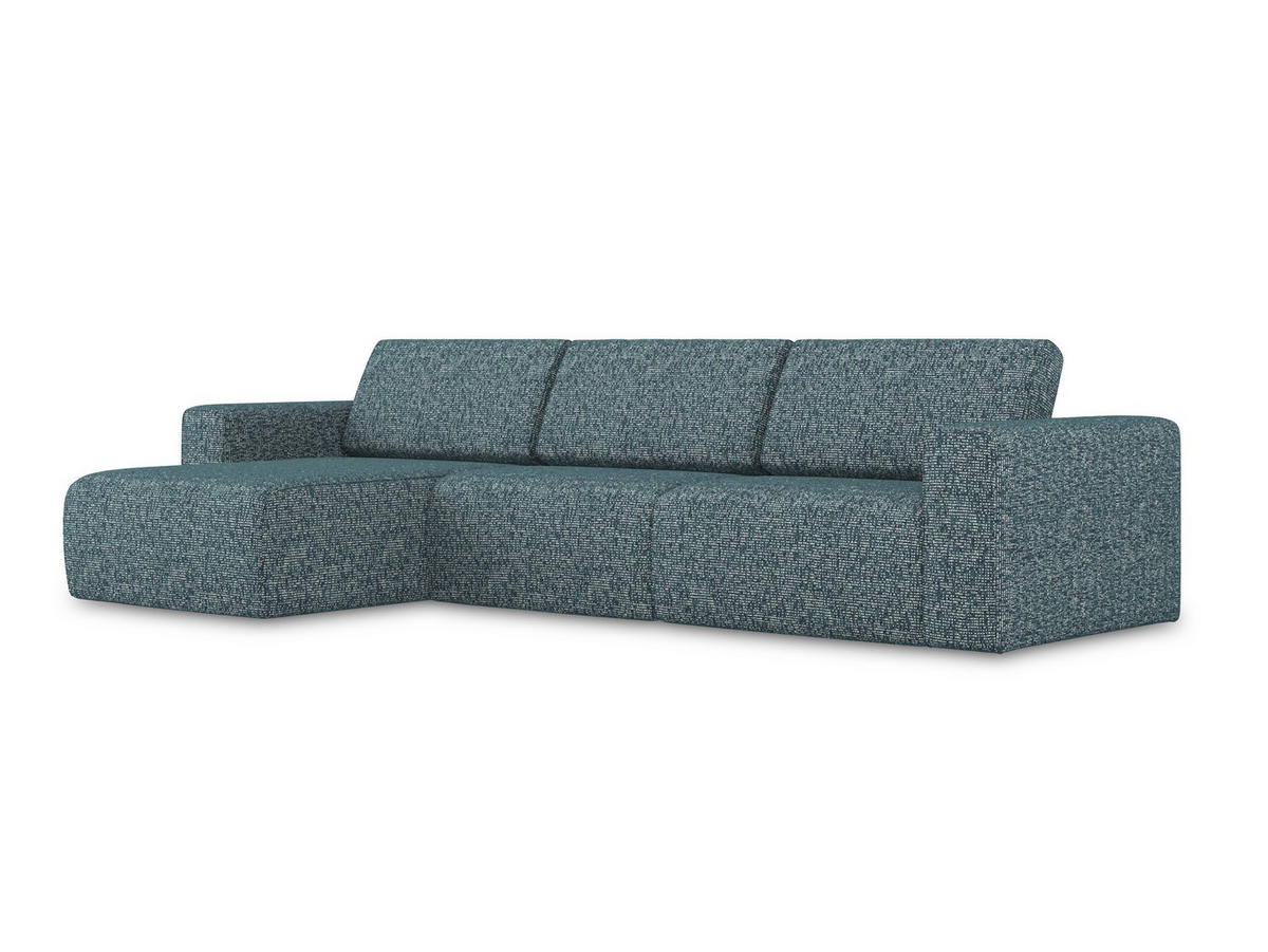 ECKSOFA Links Strukturstoff Stoff Blau - Blau/Blaugrau, Kunststoff/Textil (167/314cm) - Makamii