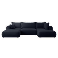 WOHNLANDSCHAFT Ovo Dunkelblau Velours - Schwarz/Dunkelblau, Textil (380/95/167cm) - Selsey