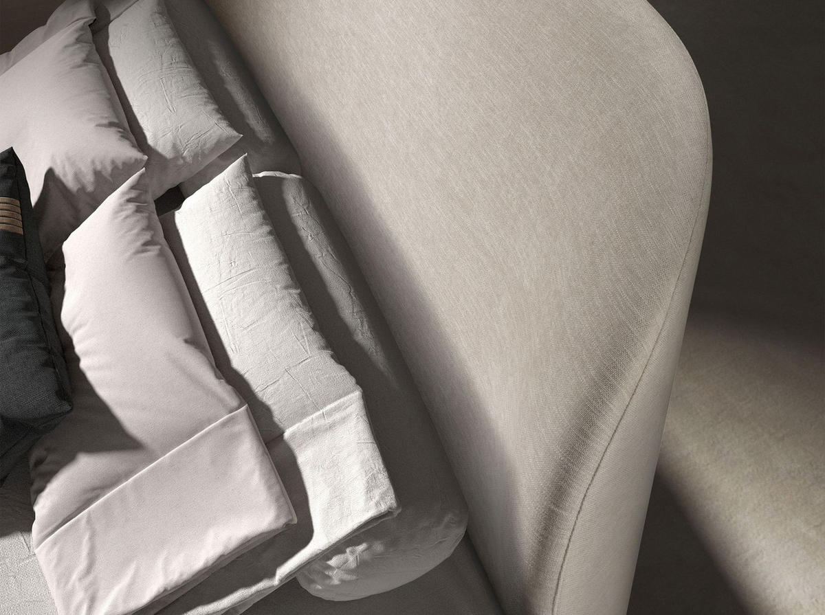 BETT aus hellgrauem Stoff - Walnussfarben/Hellgrau, Holzwerkstoff/Textil (180/200cm) - ANGEL CERDA