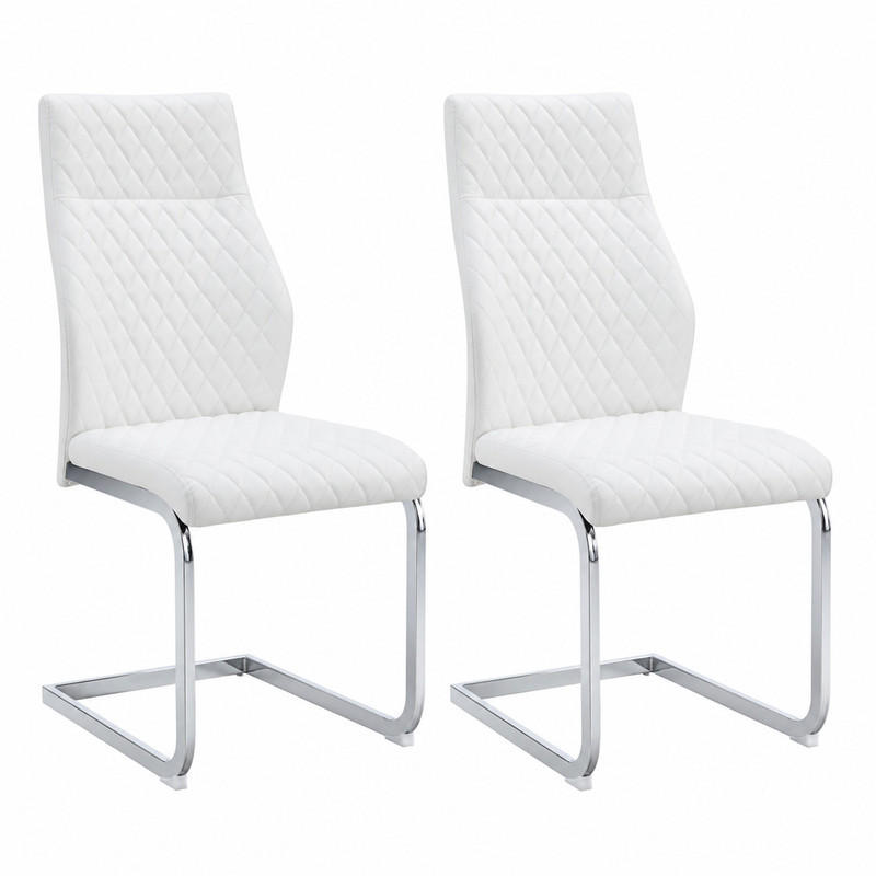 ESSZIMMERSTUHL 2er-Set mit hoher Rückenlehne 100 cm PU-Lederoptik Weiß/Silber - Weiß, Metall (63/100/43cm) - Meubliv