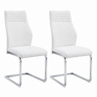 ESSZIMMERSTUHL 2er-Set mit hoher Rückenlehne 100 cm PU-Lederoptik Weiß/Silber - Weiß, Metall (63/100/43cm) - Meubliv