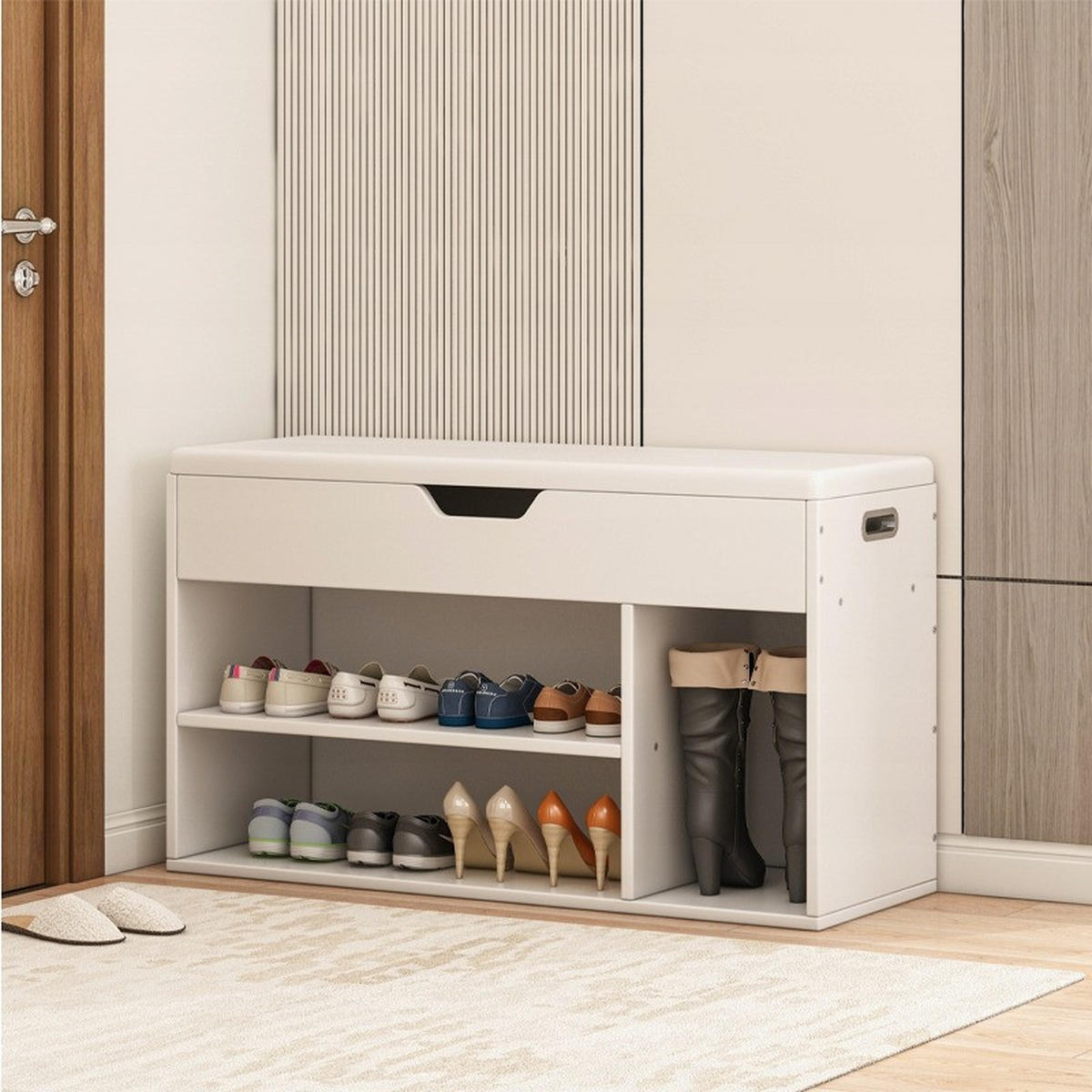 SCHUHSCHRANK, weiß 80/30/44 cm - Weiß, Holzwerkstoff (80/44/30cm)