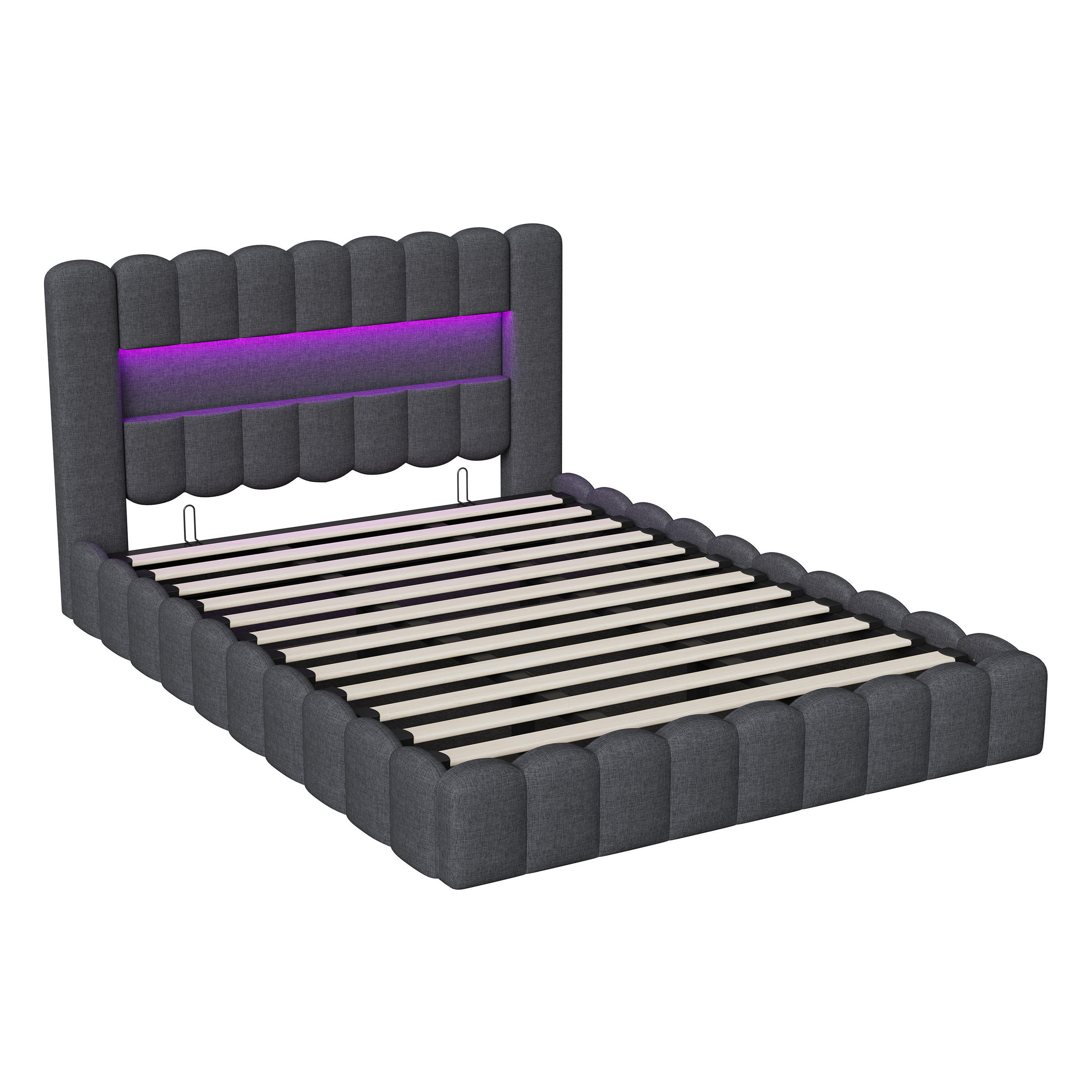 SHOPENTRA ČALOUNĚNÁ postel 180x200 cm šedá lněná LED USB bed box