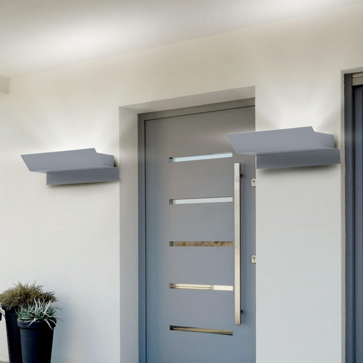 LED AUSSEN-WANDLEUCHTE Stahl Silber - Silberfarben, Metall (10.5/6.5/21cm)