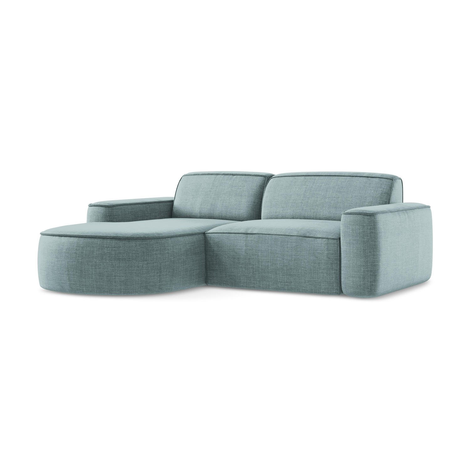 ECKSOFA Links Strukturstoff Blau - Pastellblau/Schwarz, Holzwerkstoff/Kunststoff (224/166cm) - LaMiaSofa