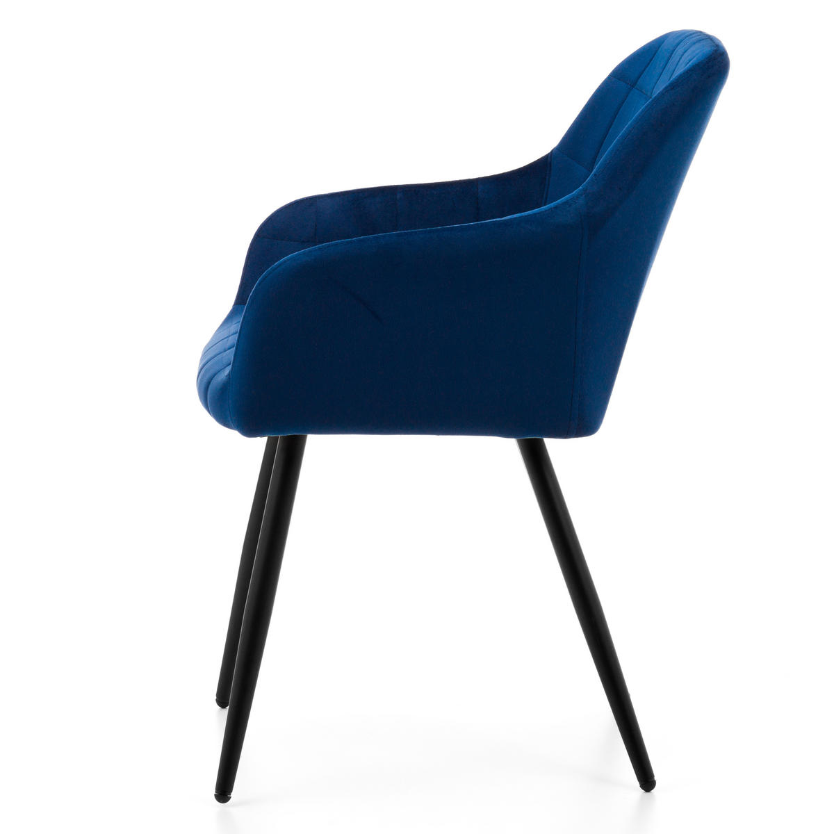 STUHL ORTE gepolstert mit Steppung - dunkelblau - Samt Velours - Schwarz/Dunkelblau, Textil/Metall (56/85/62cm) - NEW HOME