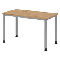 SCHREIBTISCH Serie-H (Mini) 67,2/120/74 cm in Wildeiche/Silberfarben - Wildeiche/Silberfarben, Holzwerkstoff (67.2/120/74cm) - bümö