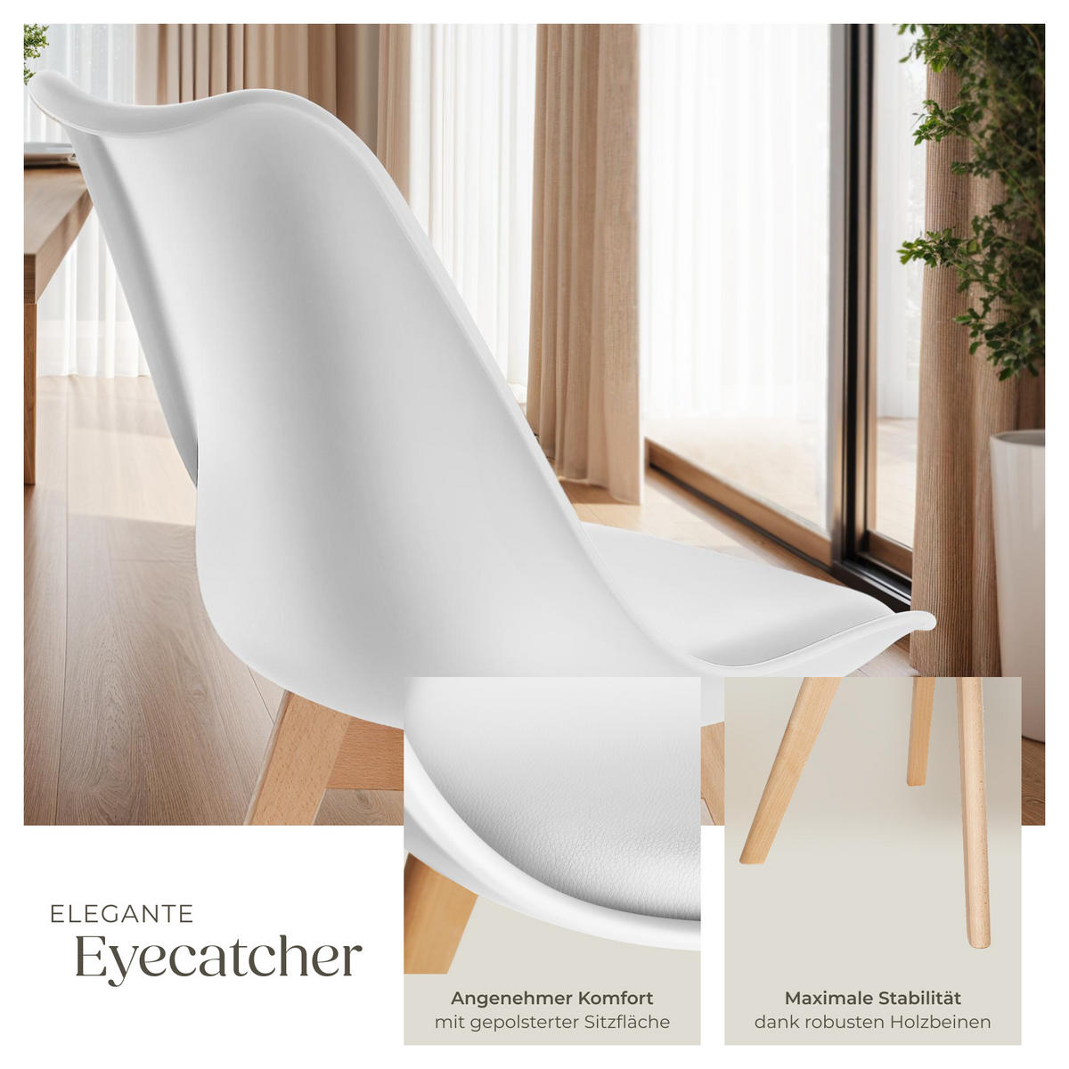 ESSZIMMERSTUHL 2er Set Friederike 49 x 56 x 82,5 cm weiß - Weiß, Textil (49/82.5/56cm) - tectake