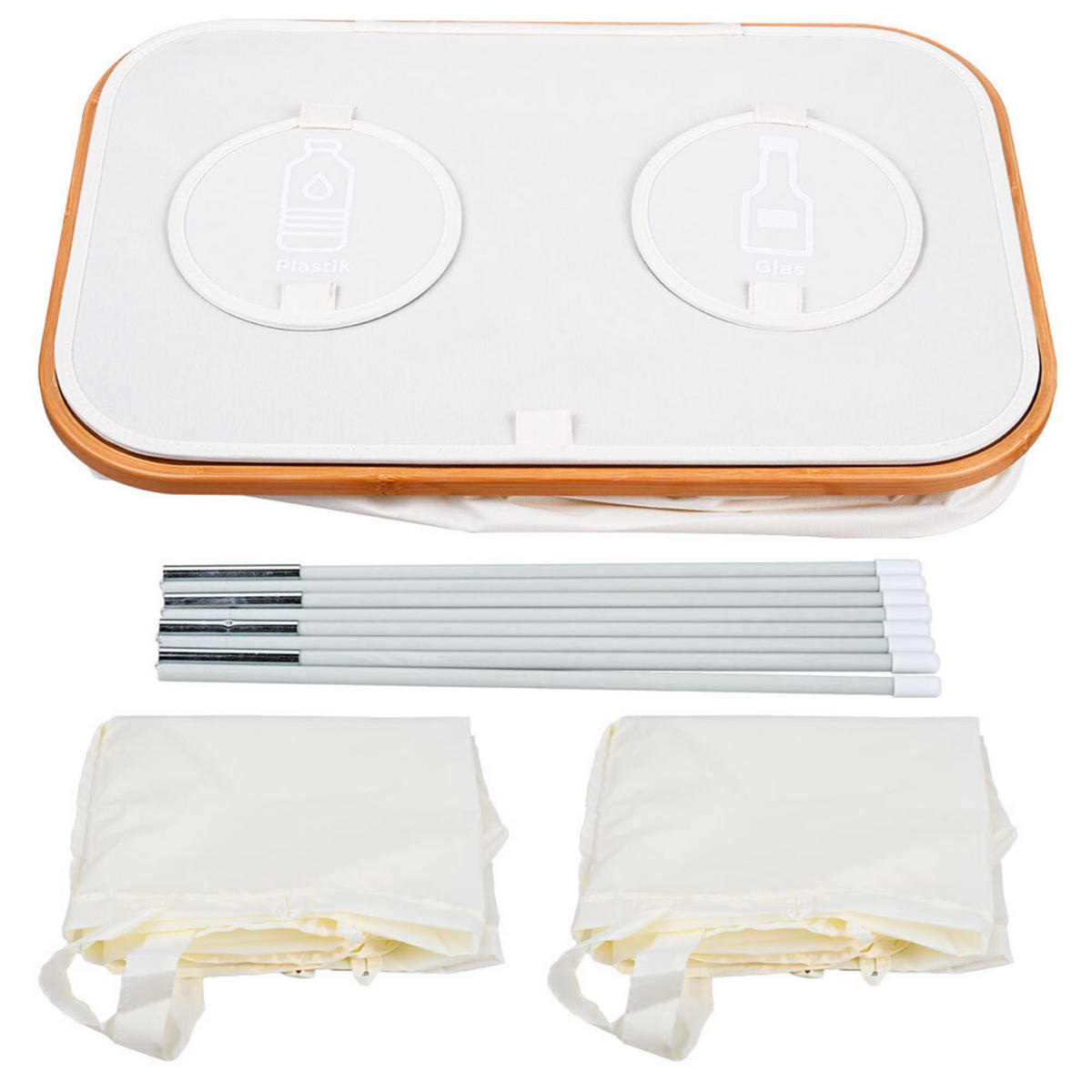 PFANDFLASCHEN-SAMMELBEHÄLTER - Weiß, Holz/Kunststoff (57/68.5/37cm) - Relaxdays