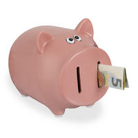 SPARSCHWEIN - Rosa, Stein/Textil (12/12.5/14cm) - Relaxdays