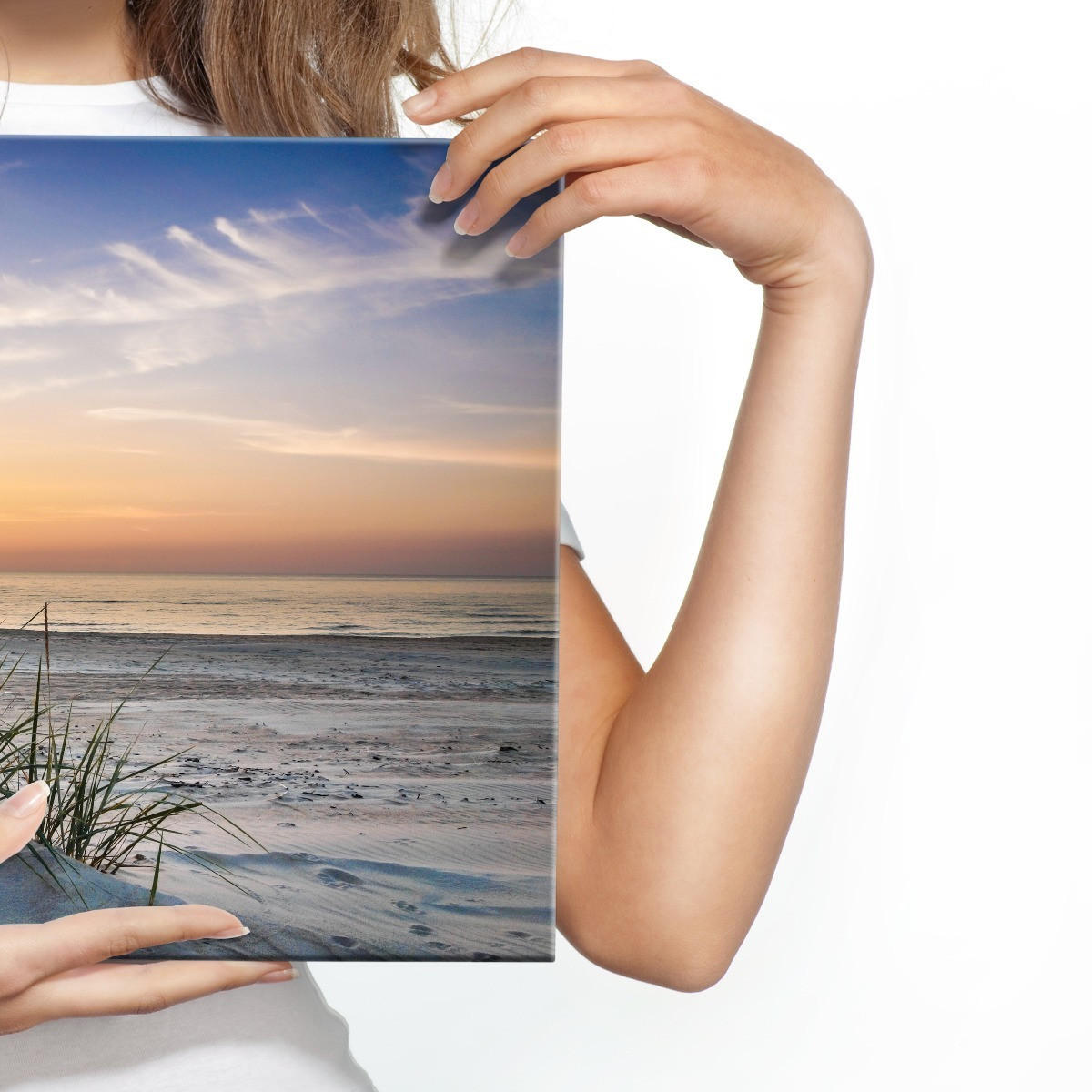 LEINWANDBILD Strand Meer Landschaft 3D 40x30 cm - Blau/Beige, Textil (40/30cm) - Muralo