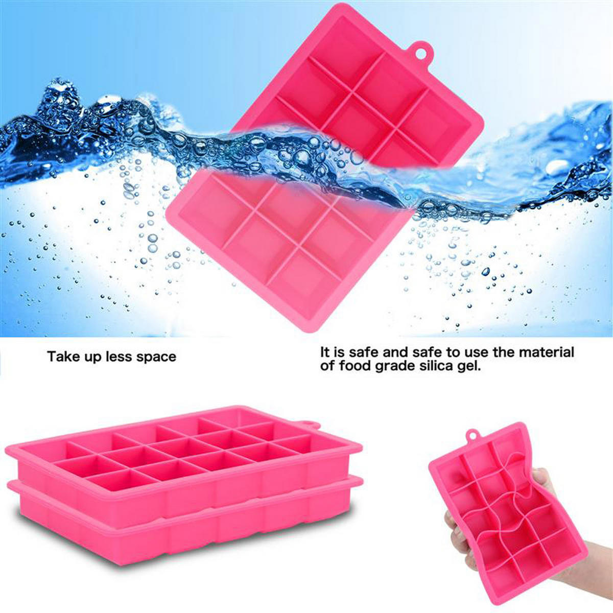 EISWÜRFELFORM 2er Set - Rosa, Kunststoff (13/2.5/18cm) - Intirilife
