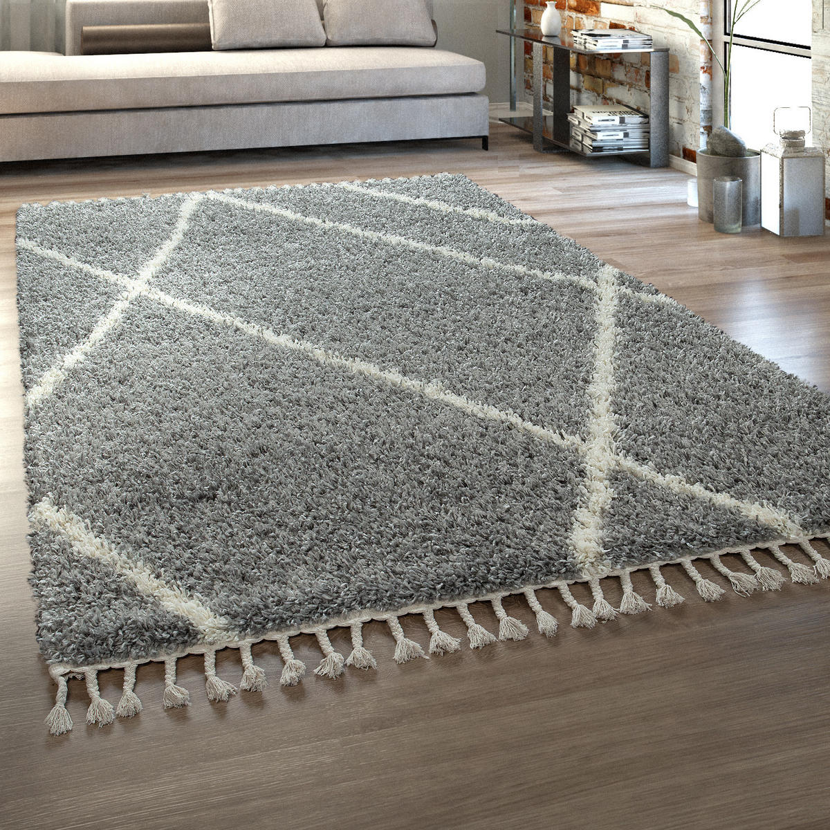 HOCHFLORTEPPICH 120/170 cm Helsinki 531 - Grau, Textil (120/170cm) - Paco Home