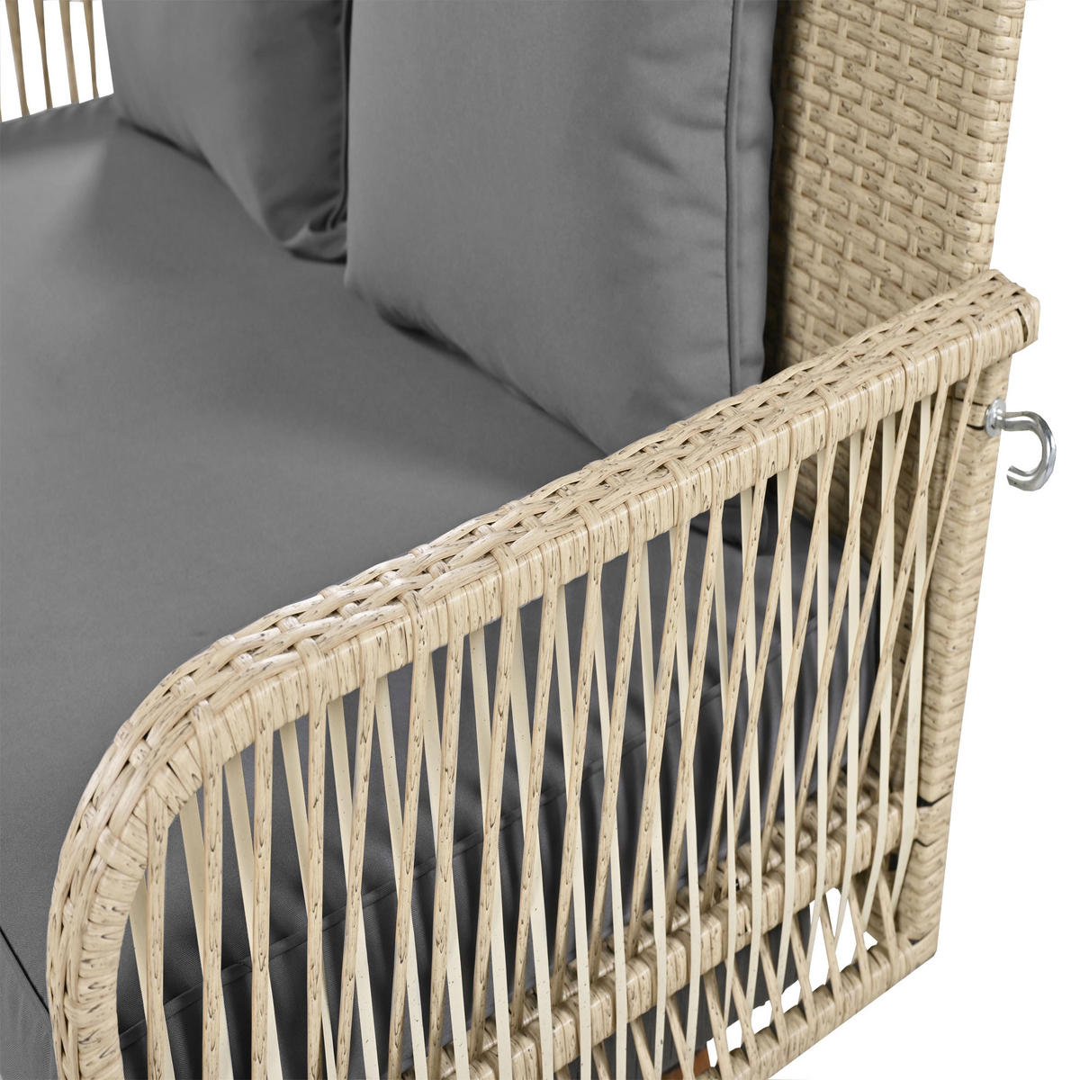 HOLLYWOODSCHAUKELL 2-Sitzer Beige Rattan Mit Waschbaren Kissen - Beige, Naturmaterialien (54/53/114cm) - FLIEKS