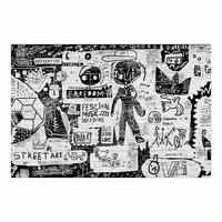 FOTOTAPETE Abstract Graffiti Art Schwarz Weiß 384/255 cm - Schwarz, Papier (384/255cm) - Bilderwelten