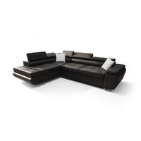 ECKSOFA KONGO RBN04, Eckcouch in L-Form mit Schlaffunktion, Farbe: Schwarz, Kunstleder, Ottomane Links - Schwarz, Textil (272/200cm) - O-Sofa