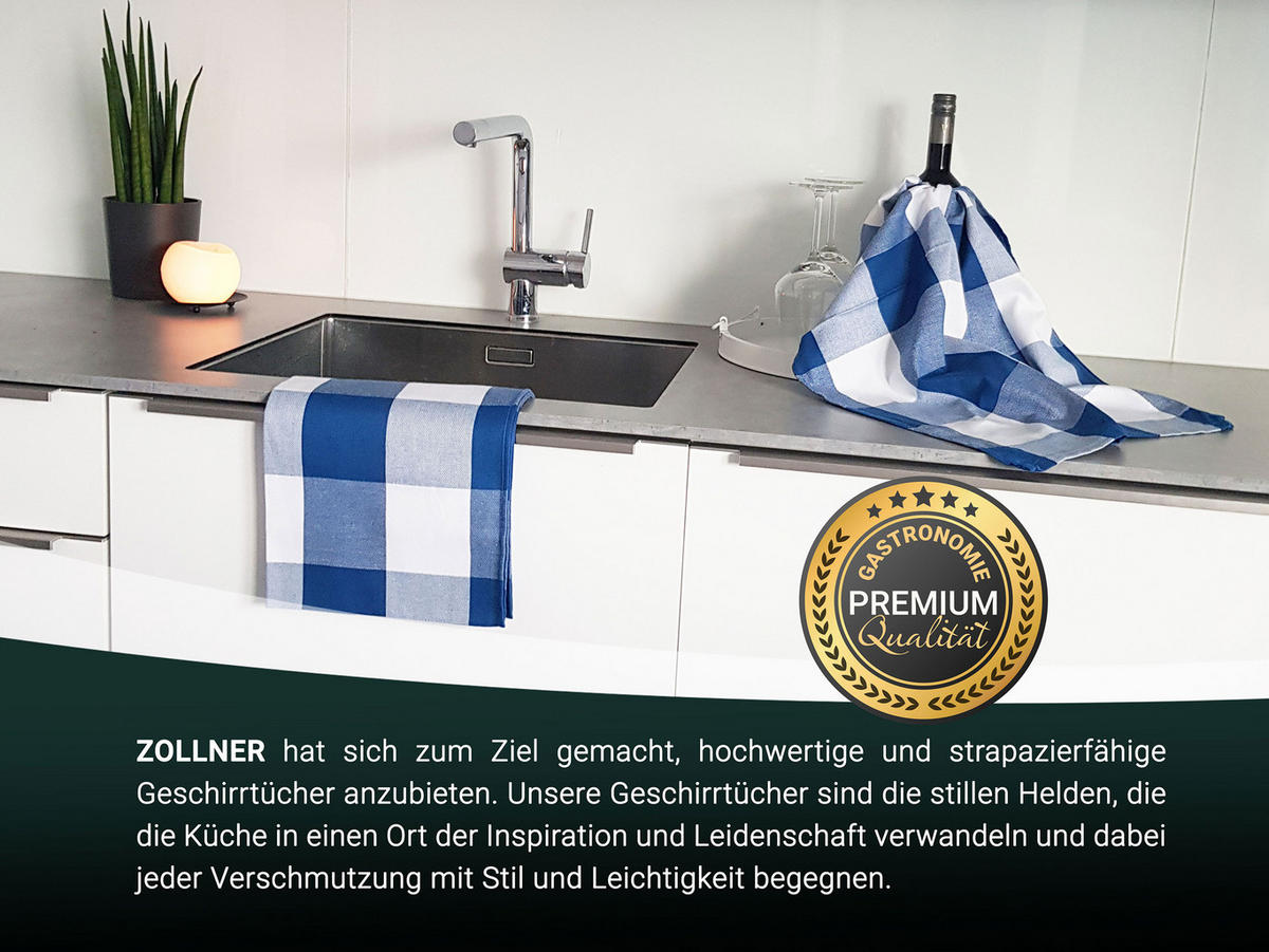 GESCHIRRTÜCHER, 5er-Set, 50x70 cm, 100% Baumwolle, Blau - Blau, Textil (50/70cm) - Zollner