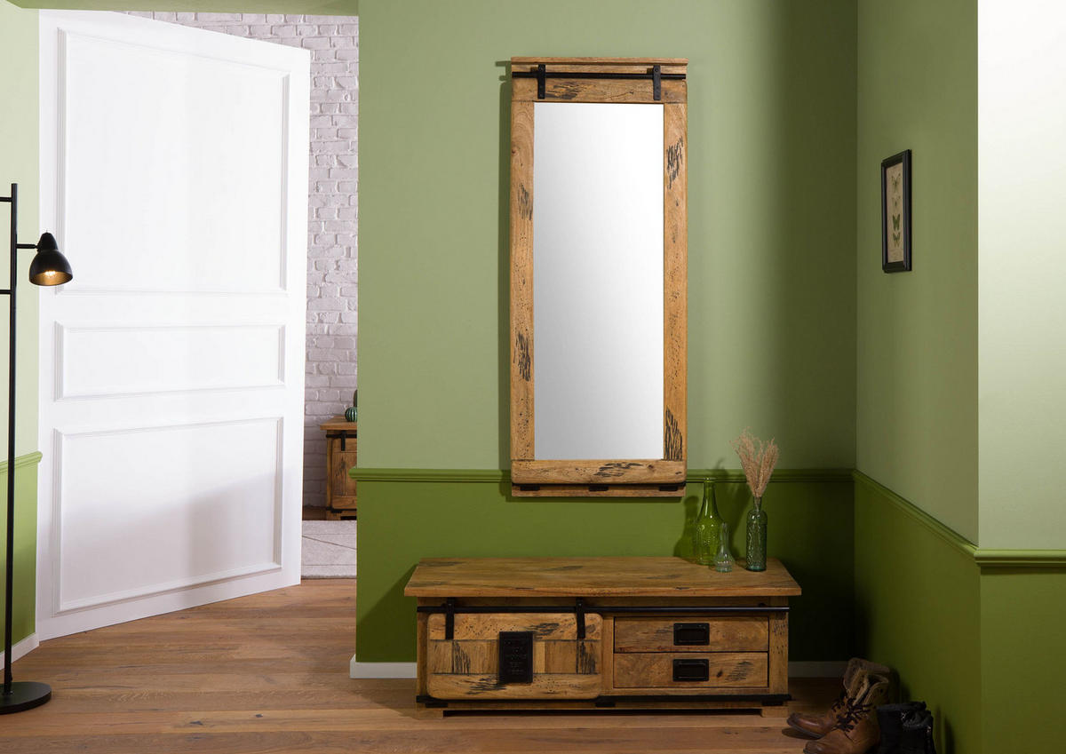 SPIEGEL Mango 59x6x145 natur lackiert RAILWAY #1010 - Braun, Holz (59/145/6cm) - Massivmoebel24