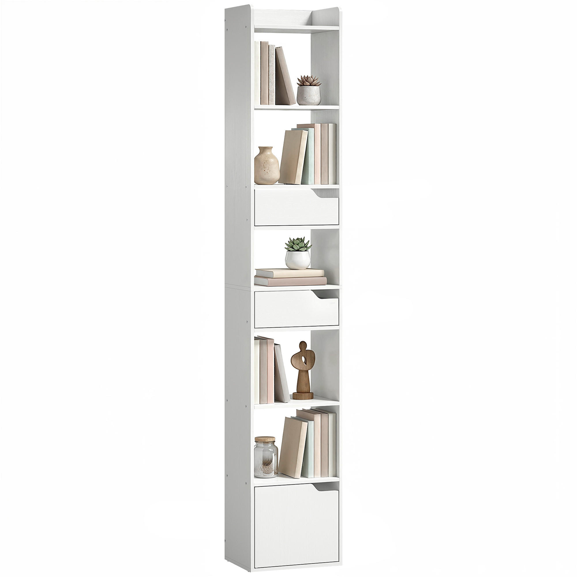 AKTENREGAL DE-14518 schmal mit Tür und 2 Schubladen Weiß - Weiß, Holzwerkstoff (24/181.5/32cm) - ComfortXL