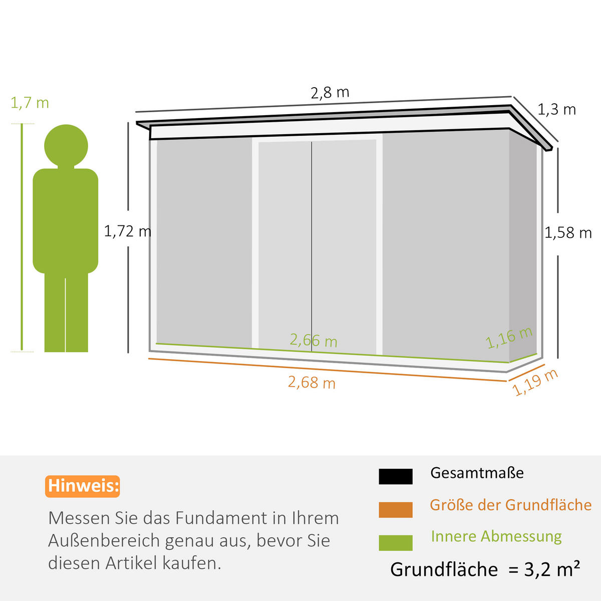 GERÄTEHAUS Gartenhaus mit Schiebetür Fenster Outdoor Stahl Dunkelgrau - Dunkelgrau, Metall (130/172/280cm) - Outsunny