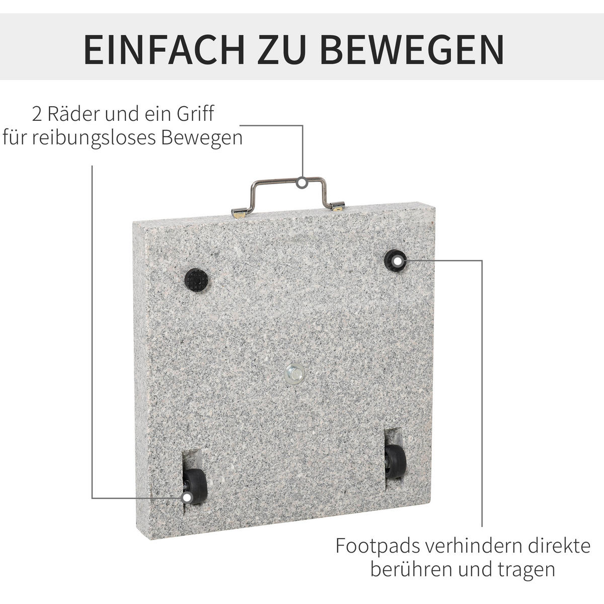 MOBILER Sonnenschirmständer 25kg, Marmor+Edelstahl, 40x40x36cm - Grau, Kunststoff (40/40cm) - Outsunny