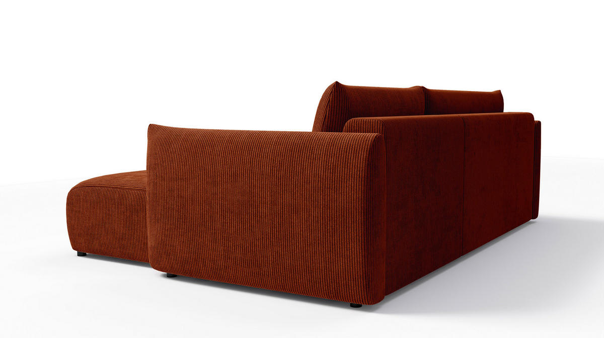 ECKSOFA TAUER 3-Sitzer links, orange - Schwarz/Orange, Holz/Textil (248/173cm) - Courtois Laville