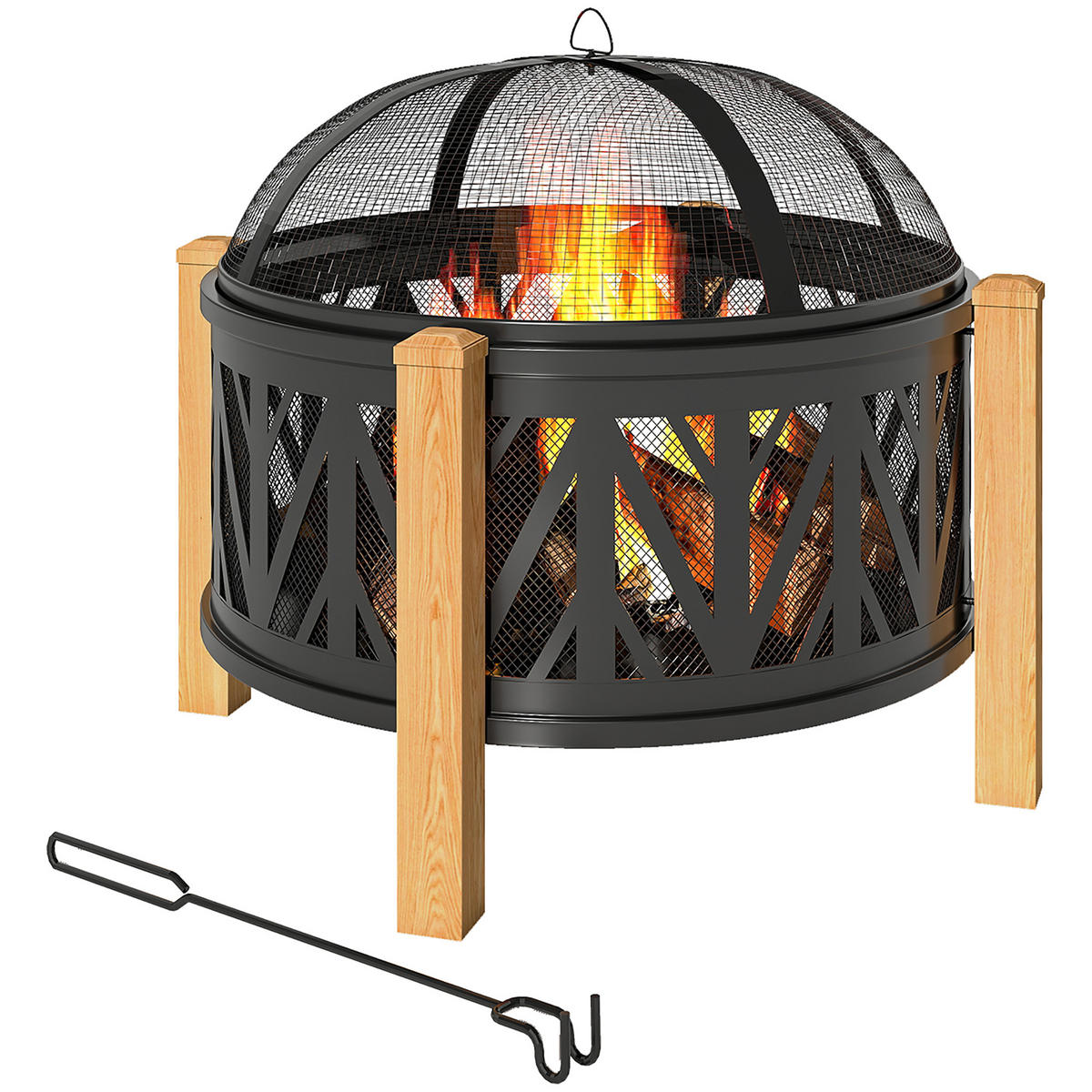 FEUERSCHALE 2-in-1 DE-10374 mit Grillrost & Funkenschutz Schwarz - Schwarz, Metall (75/58/75cm) - ComfortXL