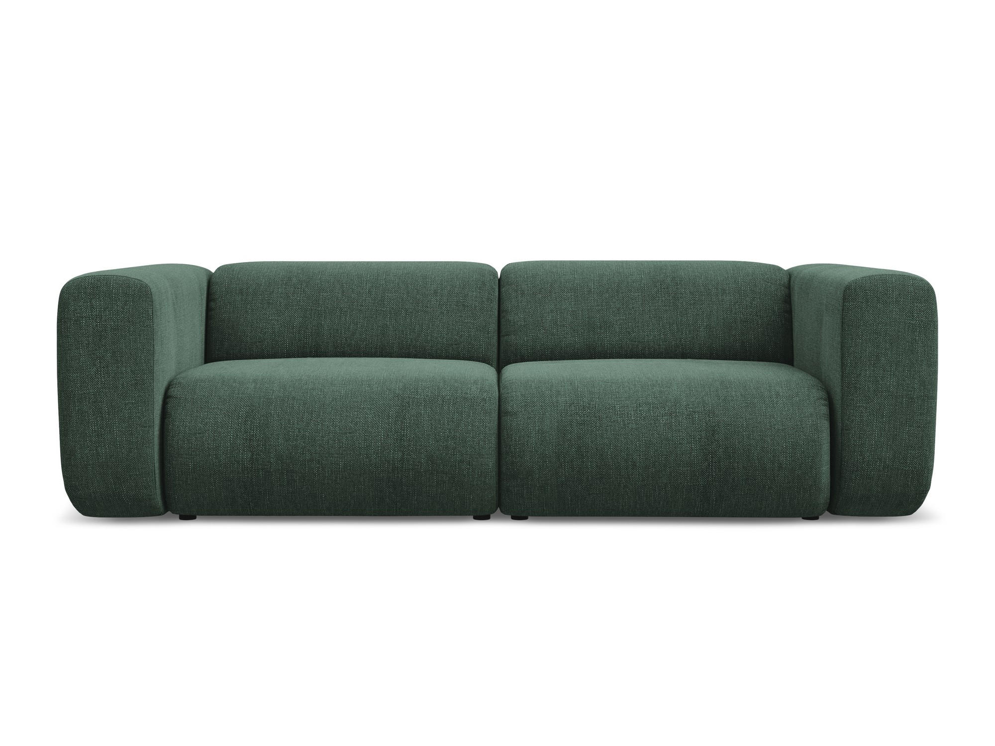 3-SITZER SOFA Chenille Stoff Grün - Schwarz/Grün, Kunststoff/Textil (228/70/89cm) - Makamii